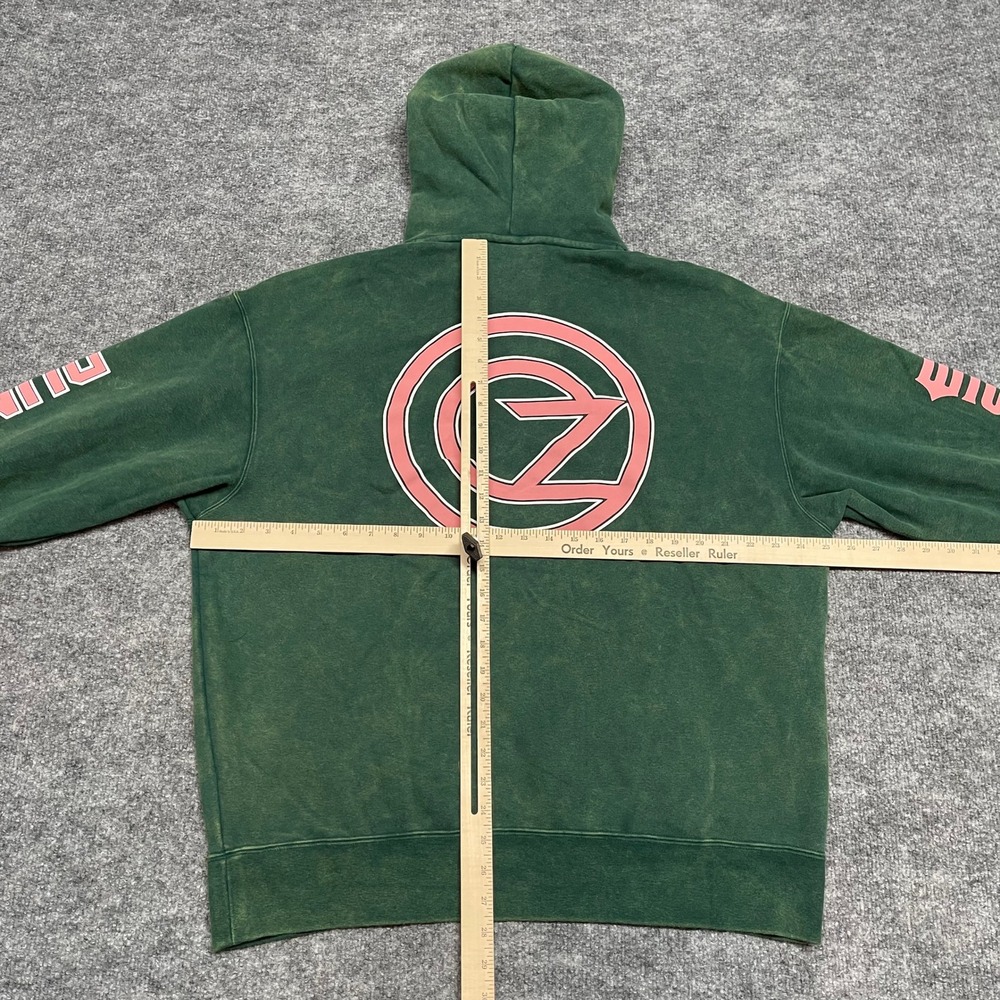PUMA x WICKED Hoodie Womens Large Dark Myrtle Green Pink Oz Sweatshirt Acid Wash - Picture 9 of 16